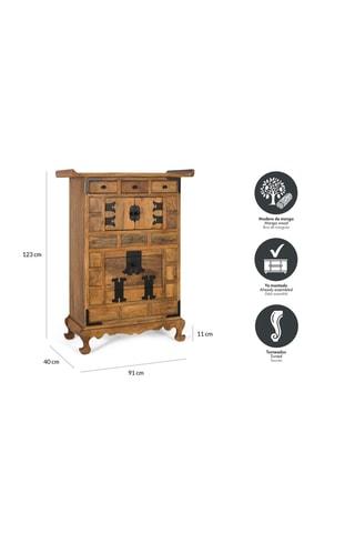 Commode 2 portes en manguier - 91 x 123 x 40 cm