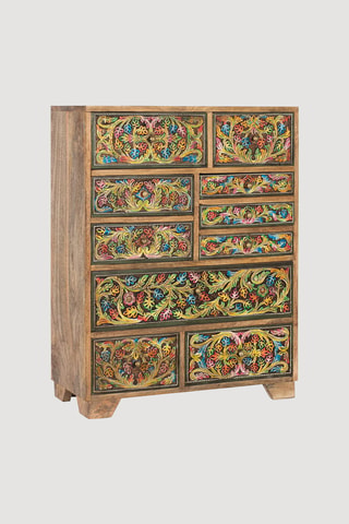 Commode 14 tiroirs en manguier - 70 x 90 x 30 cm