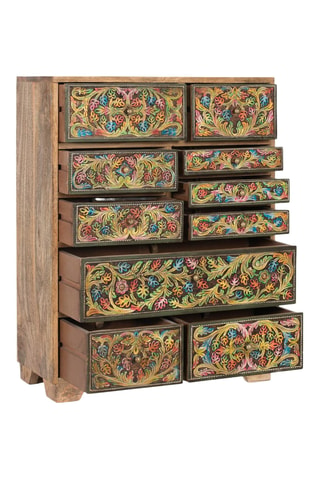 Commode 14 tiroirs en manguier - 70 x 90 x 30 cm