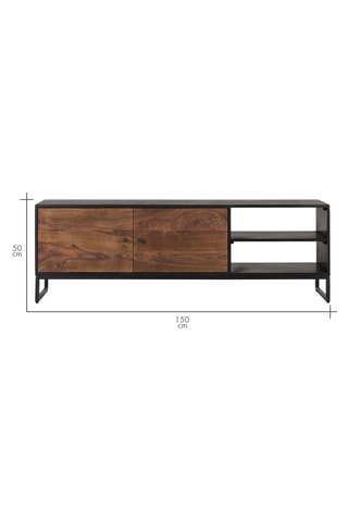 Meuble TV 2 portes en bois de rose et manguier - 50 x 150 x 40 cm