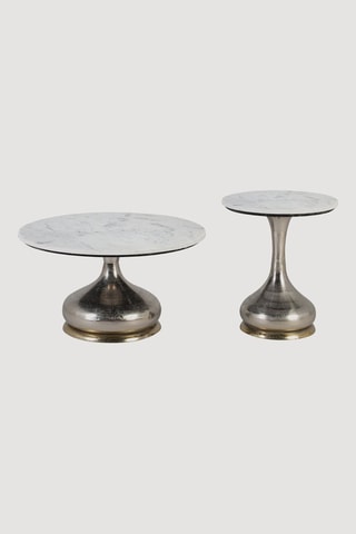 Tables gigognes en marbre - 75 x 41 / 53 x 46 cm