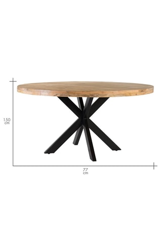 Table à manger en manguier - 150 x 77 x 150 cm