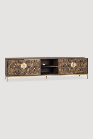 Meuble TV 4 portes en manguier - 190 x 50 x 40cm