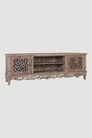 Meuble TV 2 portes en teck - 190 x 64 x 42 cm