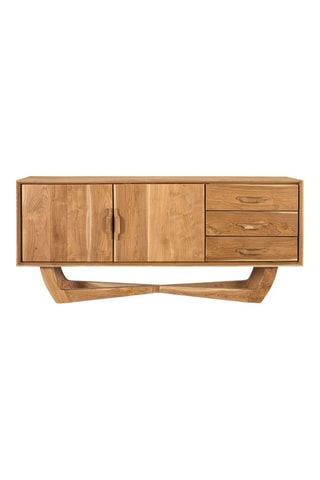 Meuble TV 2 portes 3 tiroirs en teck - 66 x 150 x 40 cm