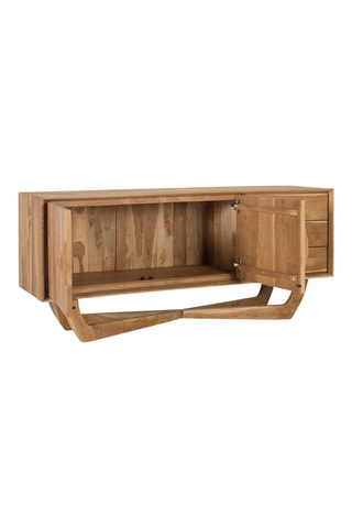 Meuble TV 2 portes 3 tiroirs en teck - 66 x 150 x 40 cm