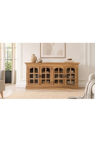 Buffet 4 portes en teck et bois - 180 x 87 x 40 cm