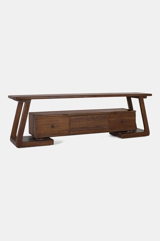 Meuble TV 2 tiroirs en teck - 180 x 56 x 35 cm
