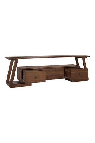 Meuble TV 2 tiroirs en teck - 180 x 56 x 35 cm