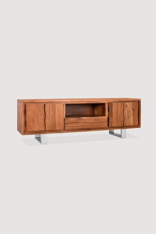 Meuble TV 4 portes en acacia massif - 170 x 56 x 40 cm