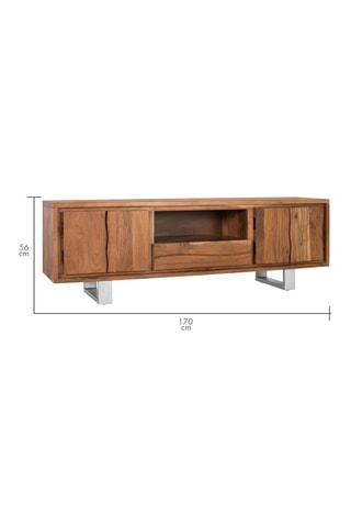 Meuble TV 4 portes en acacia massif - 170 x 56 x 40 cm
