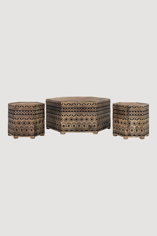 Table basse et tabouret en manguier - 45 x 47 x 47 cm et 45 cm