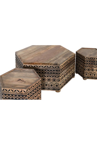 Table basse et tabouret en manguier - 45 x 47 x 47 cm et 45 cm