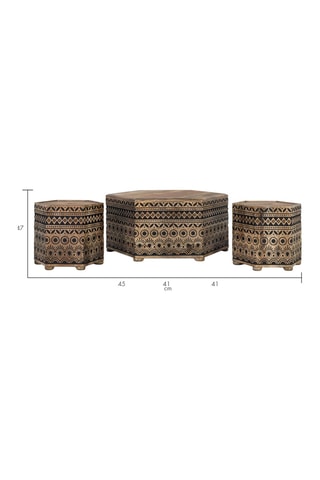 Table basse et tabouret en manguier - 45 x 47 x 47 cm et 45 cm