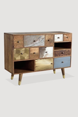 Commode 5 tiroirs en manguier - 110 x 40 x 80 cm