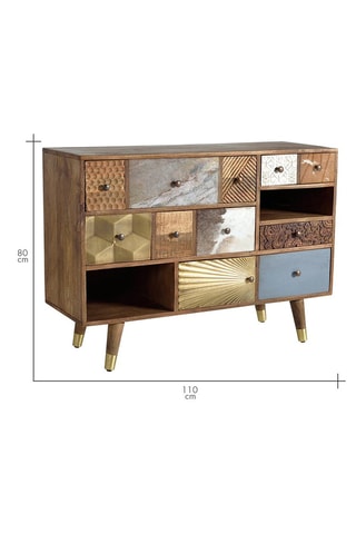 Commode 5 tiroirs en manguier - 110 x 40 x 80 cm