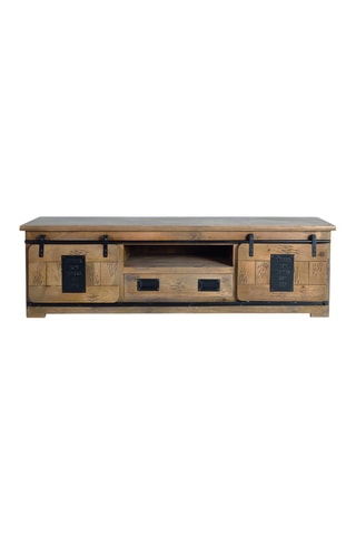 Meuble de TV 2 portes en acacia - 180 x 55 x 50 cm