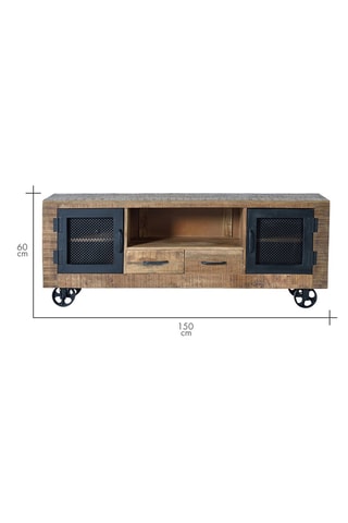 Meuble TV 2 portes en manguier - 150 x 38 x 60 cm