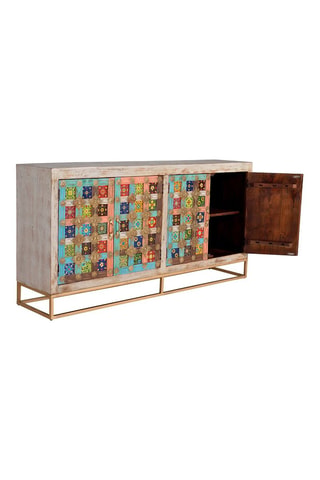 Buffet 4 portes en manguier - 180 x 40 x 90 cm