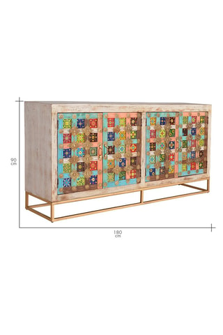 Buffet 4 portes en manguier - 180 x 40 x 90 cm