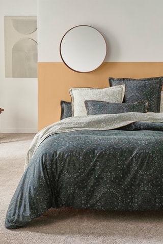 Parure copripiumino in raso di cotone 120 fili/cm² Petra - Verde e beige
