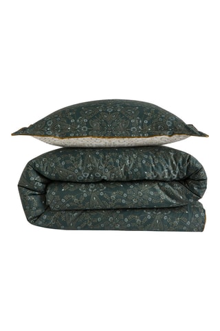 Parure copripiumino in raso di cotone 120 fili/cm² Petra - Verde e beige