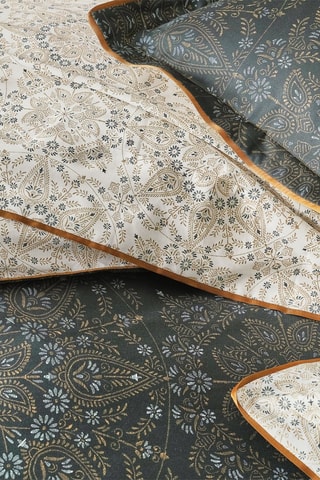 Parure copripiumino in raso di cotone 120 fili/cm² Petra - Verde e beige