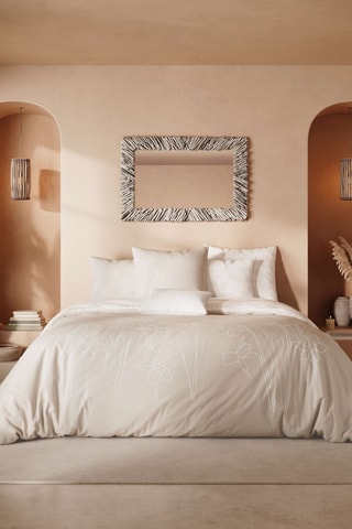 Parure copripiumino in percalle di cotone Narkis- Beige