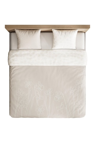 Parure copripiumino in percalle di cotone Narkis- Beige
