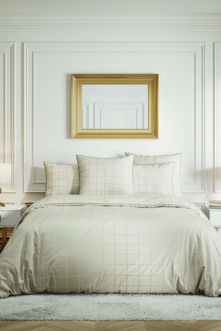 Parure copripiumino in raso di cotone  Caroline Moka- Beige