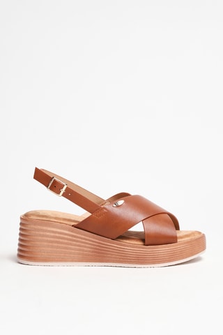 Sandalen met Sleehak - Camel