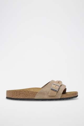 Mules compensées en velours - Beige