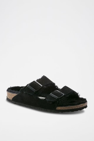 Mules fourrées en nubuck Arizona  - Noir