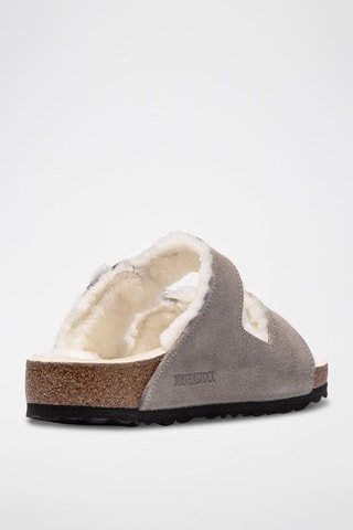 Mules fourrées en nubuck Arizona - Gris