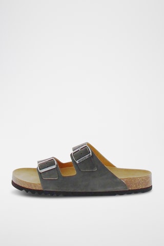 Mules compensées en nubuck Julien - Gris foncé
