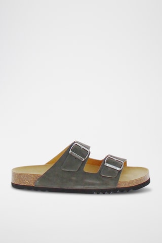Mules compensées en nubuck Julien - Gris foncé