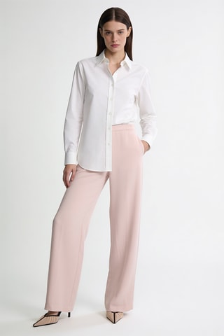 Pantalon wide legs en soie taille haute - Rose