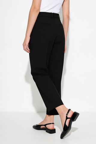 Pantalon droit en laine taille haute - Noir