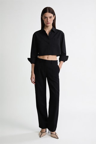 Pantalon en laine vierge Curve Car - Noir