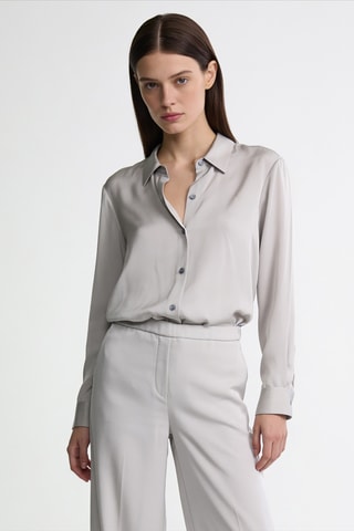 Chemise straight en soie - Gris clair