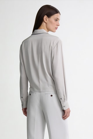 Blouse en soie Lapel - Gris clair