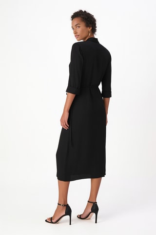 Robe portefeuille en soie Lapel - Noir