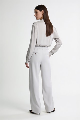Pantalon slim taille haute - Argenté