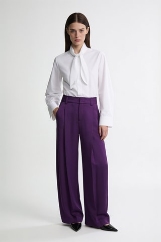 Pantalon wide legs en soie - Violet