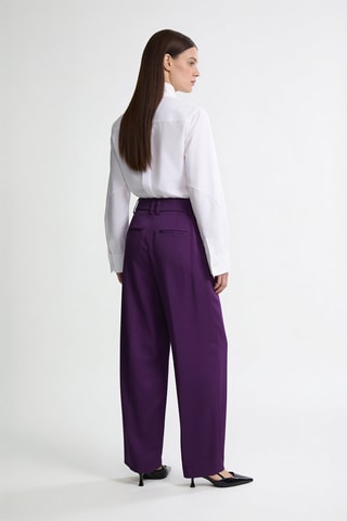 Pantalon wide legs en soie - Violet