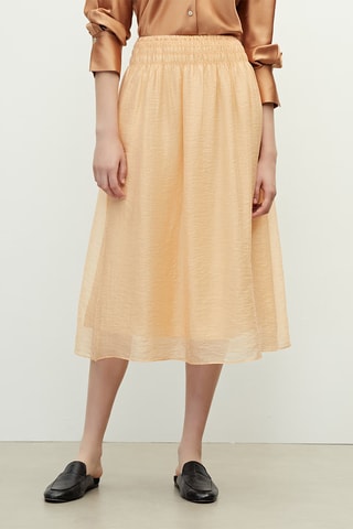Jupe midi taille haute - Beige