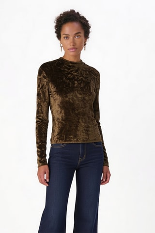 Top en velours - Kaki