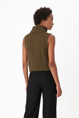 Pull sans manches en laine - Kaki