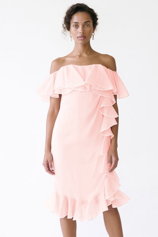 Robe volantée en soie - Rose