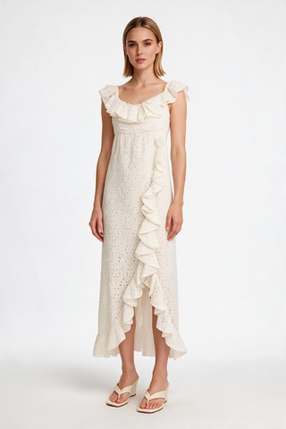 Robe longue en broderie anglaise - Blanc